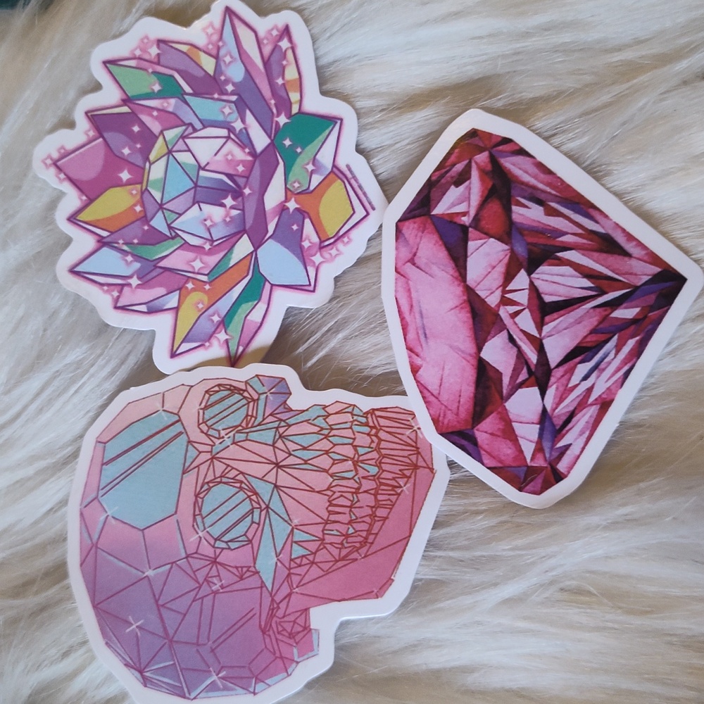 👽5/$15 Pink skull crystal stickers - Picture 1 of 4
